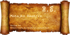 Matejko Beatrix névjegykártya
